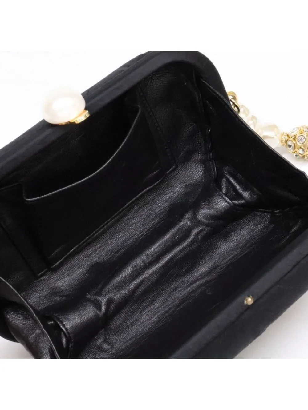 Chanel Vintage Pearl Satin Clutch With Crystal Tassel